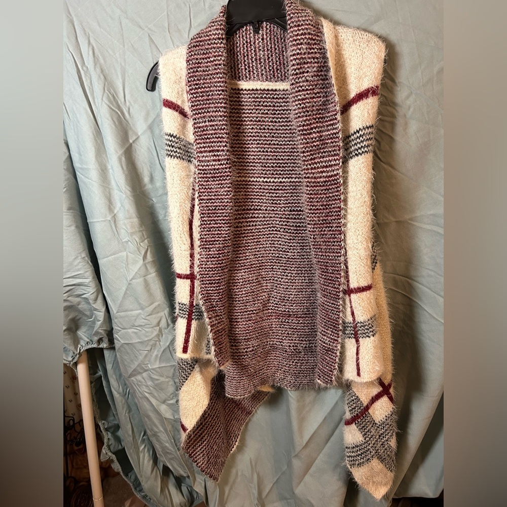 R Fashion Apparel Plaid Open Front Sweater Vest